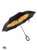 Yellow Flower Print Double Layer Inverted Umbrellas W/ C-Shaped Handle